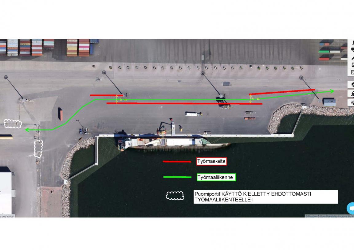 HaminaKotka Satama D-alueen kulkureitit 1 työmaaliikenne